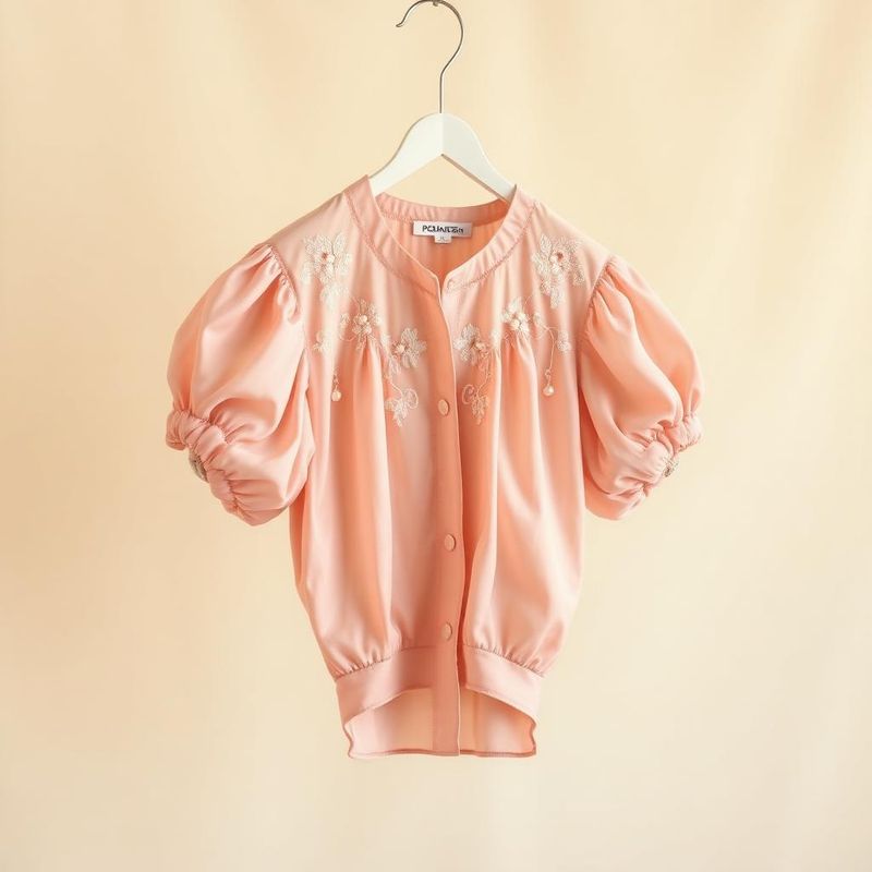 Blush Pearl party-wear blouse stitched by Pradhi Stitching, Ahmedabad